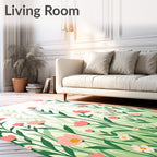 Coral Wildflower Garden Tall Grass Rug