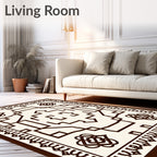 Ivory Brown Geometric Central Medallion Rug