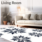 Dark Blue Snowflake Medallion Repeat Rug
