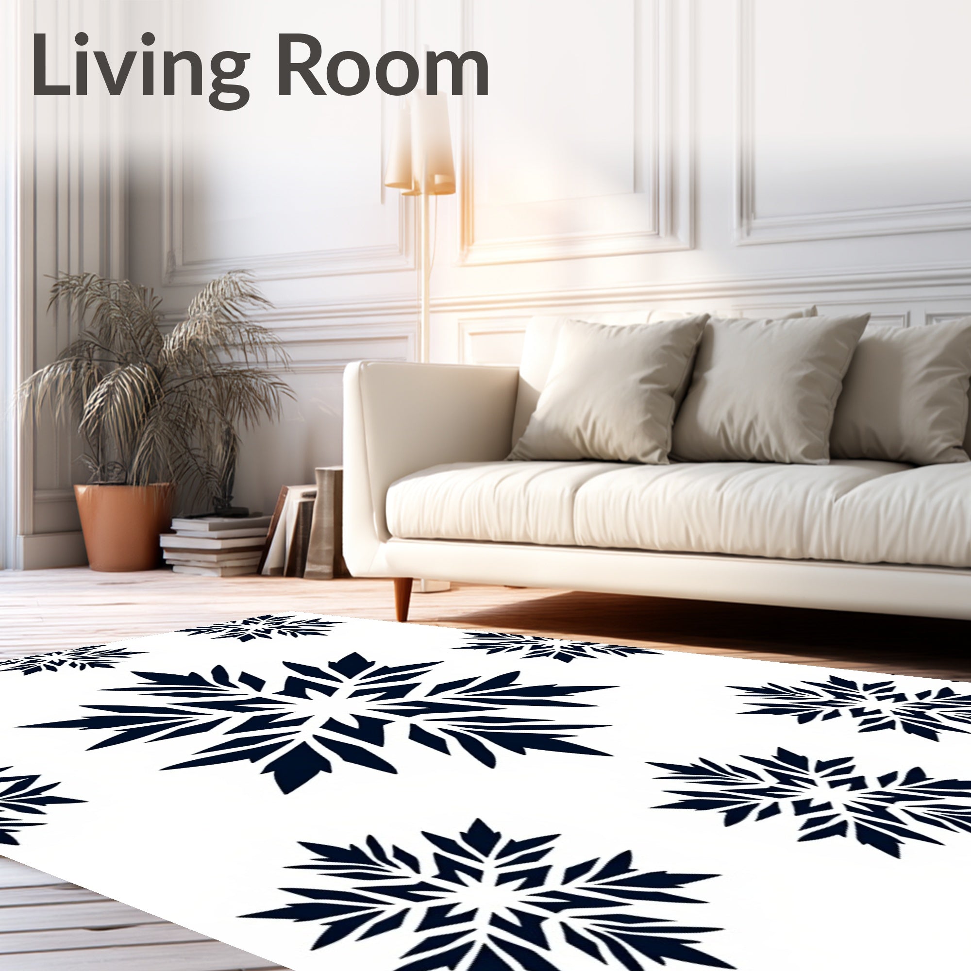 Dark Blue Snowflake Medallion Repeat Rug