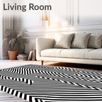 Bold Black White Abstract Zigzag Rug