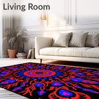 Crimson Blue Fiery Peacock Mandala Rug