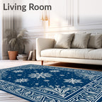Deep Blue Snowflake Starry Night Rug