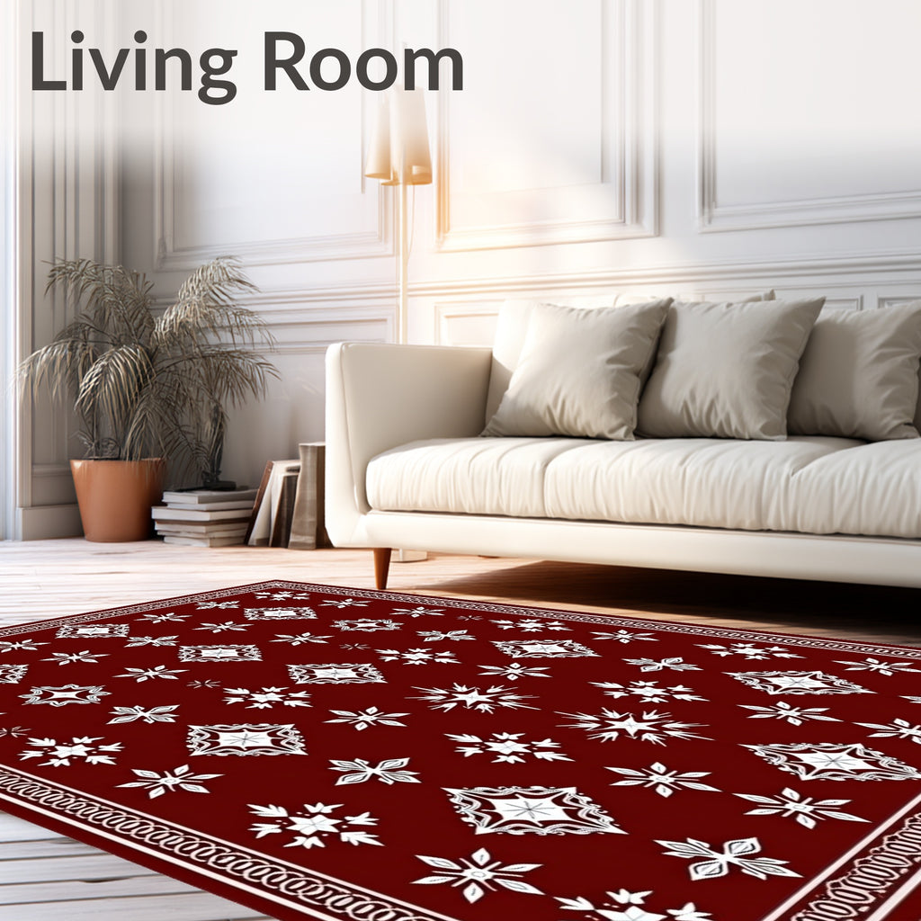 Crimson Snowflake Medallion Rug