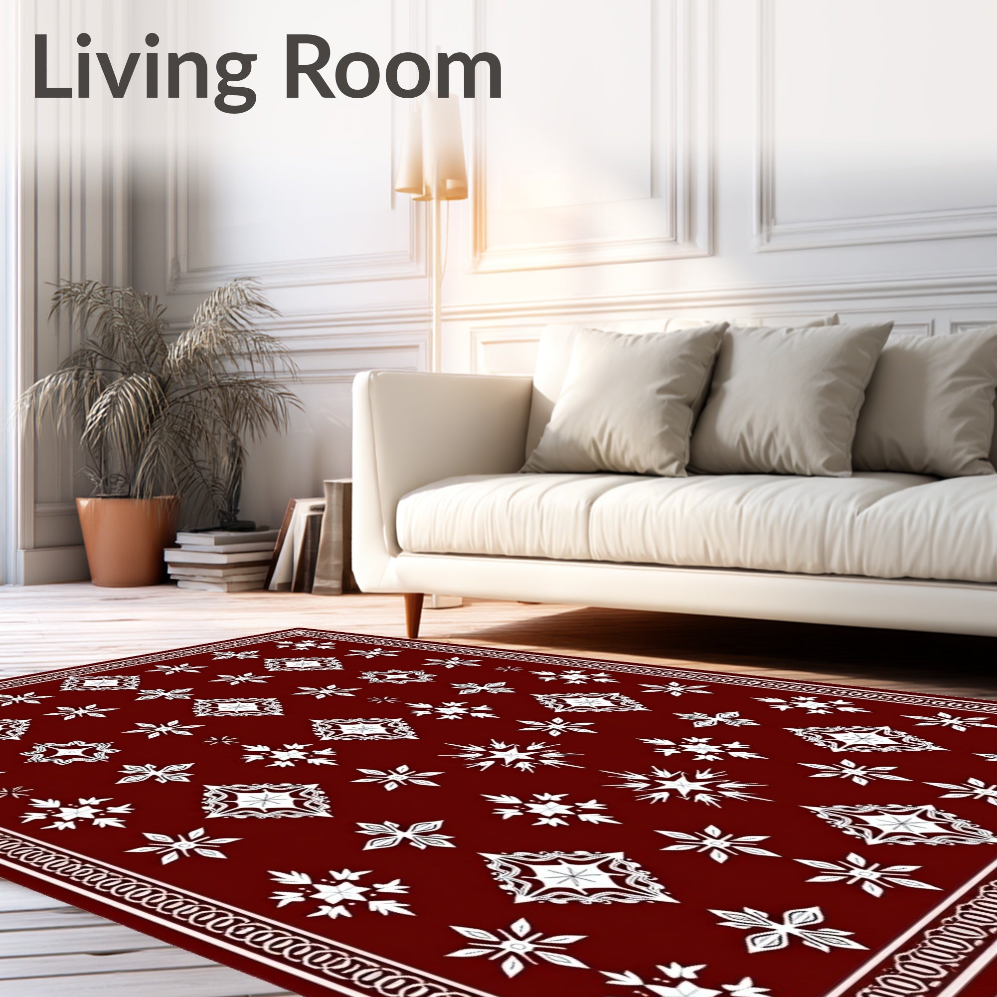 Crimson Snowflake Medallion Rug