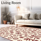 Crimson Vines with Snowflakes and Spirals Rug