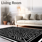 Black White Angular Maze Harmony Rug
