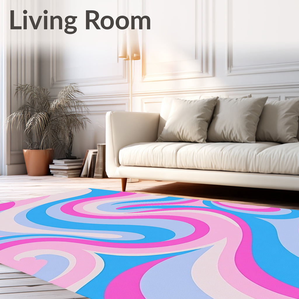 Pastel Swirl Abstract Wave Rug