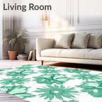 Teal Floral Burst All-Over Rug