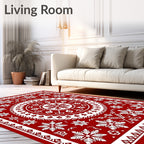 Rustic White Starburst Snowflake Medallion Rug