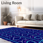 Neon Geometric Grid Contemporary Rug