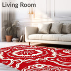 Crimson Floral Medallion Symmetry Rug