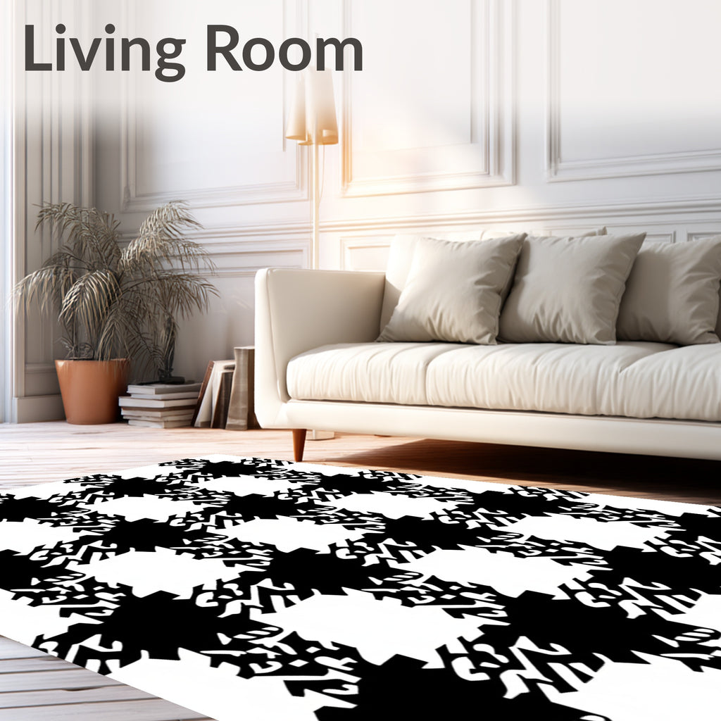 Black White Houndstooth Checkerboard Textile Rug