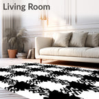 Black White Houndstooth Checkerboard Textile Rug