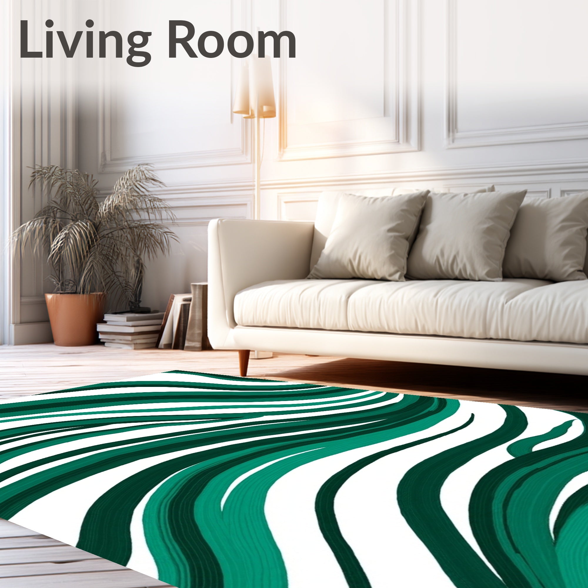Emerald Green Wavy Abstract Rug