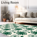 Emerald Snowflakes on Cream Background Rug