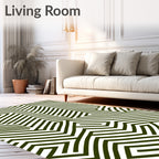 Olive Green Geometric Maze Rug
