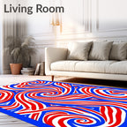 Red White Blue Swirl Abstract Rug