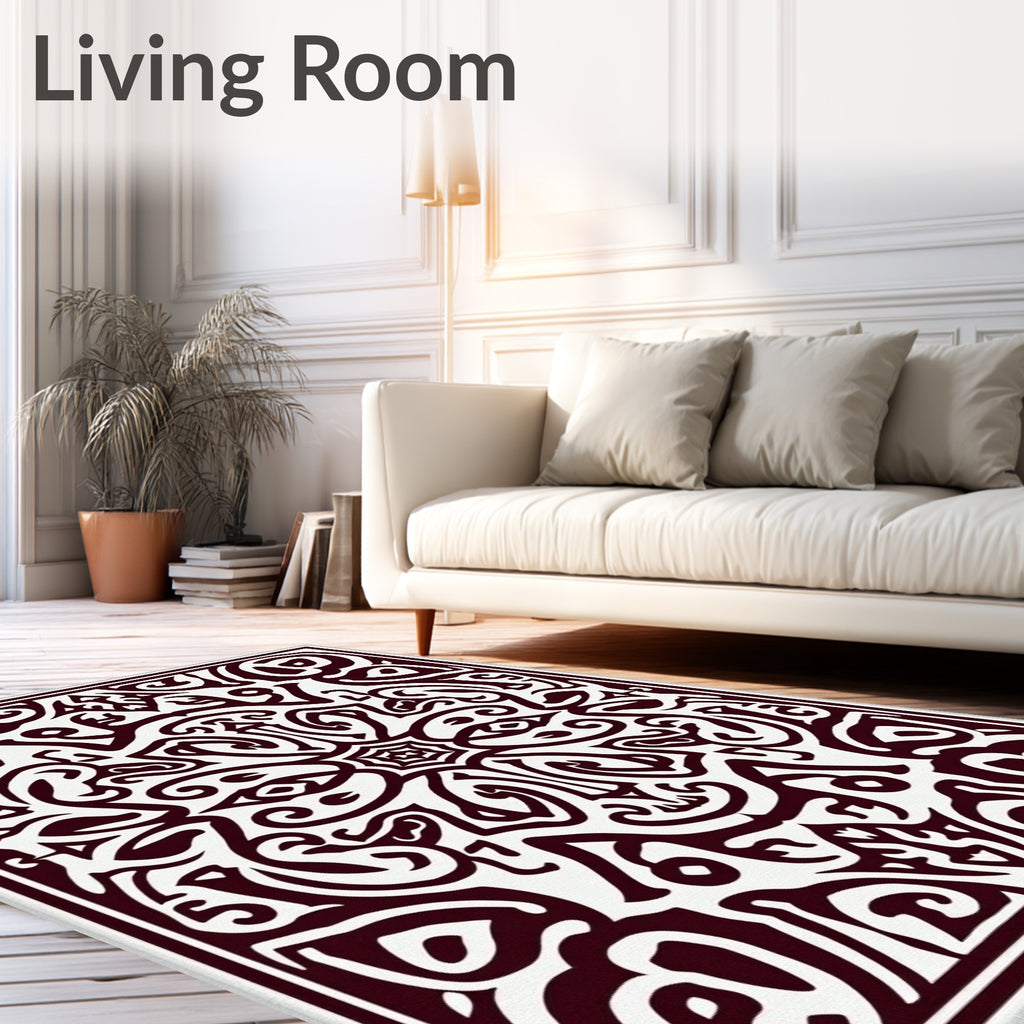 Elegant Crimson Symmetry Mandala Rug