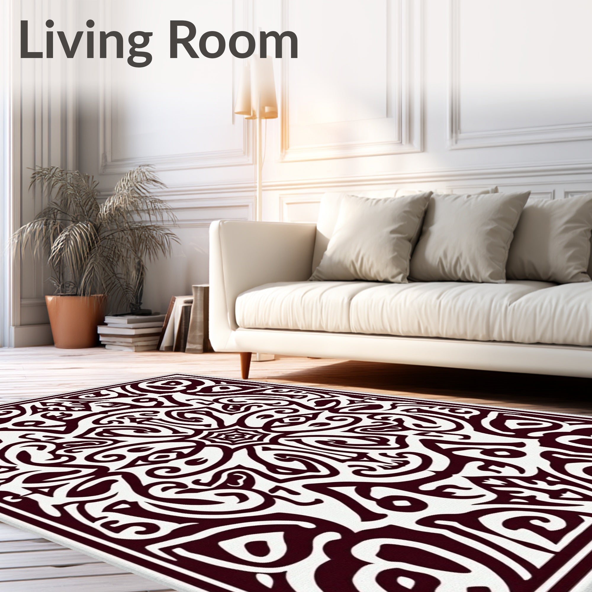 Elegant Crimson Symmetry Mandala Rug