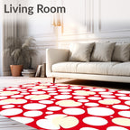 Red Cream Blob Circles Rug