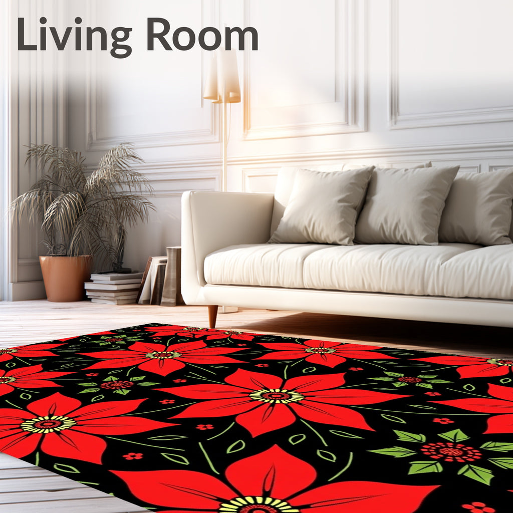 Bold Red Floral Garden Rug