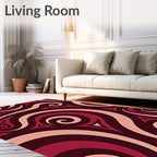Deep Red Swirl Abstract Harmony Rug