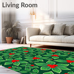 Green Red Berry Botanical Floral Rug