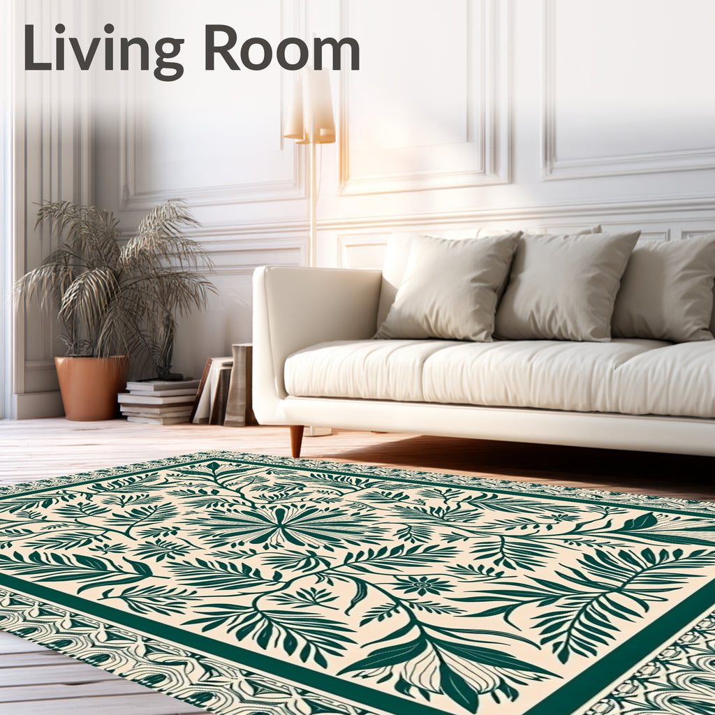 Emerald Green Botanical Garden Blanket Rug