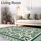 Emerald Green Botanical Garden Blanket Rug