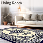 Deep Navy Floral Medallion Frames Rug
