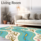 Aqua Flowing River Branches Rug