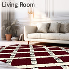 Crimson Lattice Scrollwork Rug
