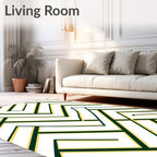 Modern Green and Yellow Geometric Weave Rug