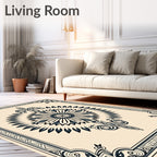 Antique Navy Sunburst Mandala Frame Rug
