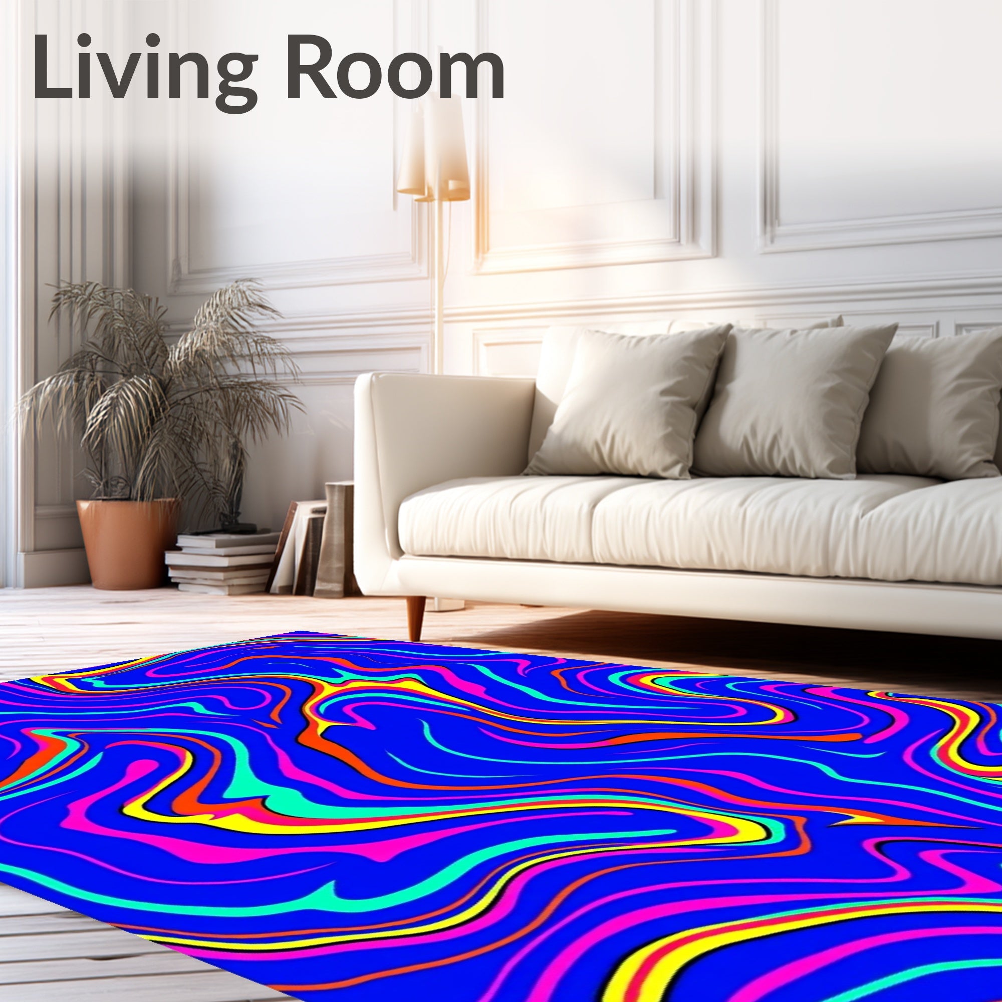 Bold Abstract Swirls Blue Rug