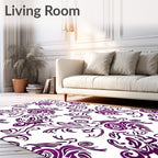 Rich Plum Floral Swirl Contemporary Rug