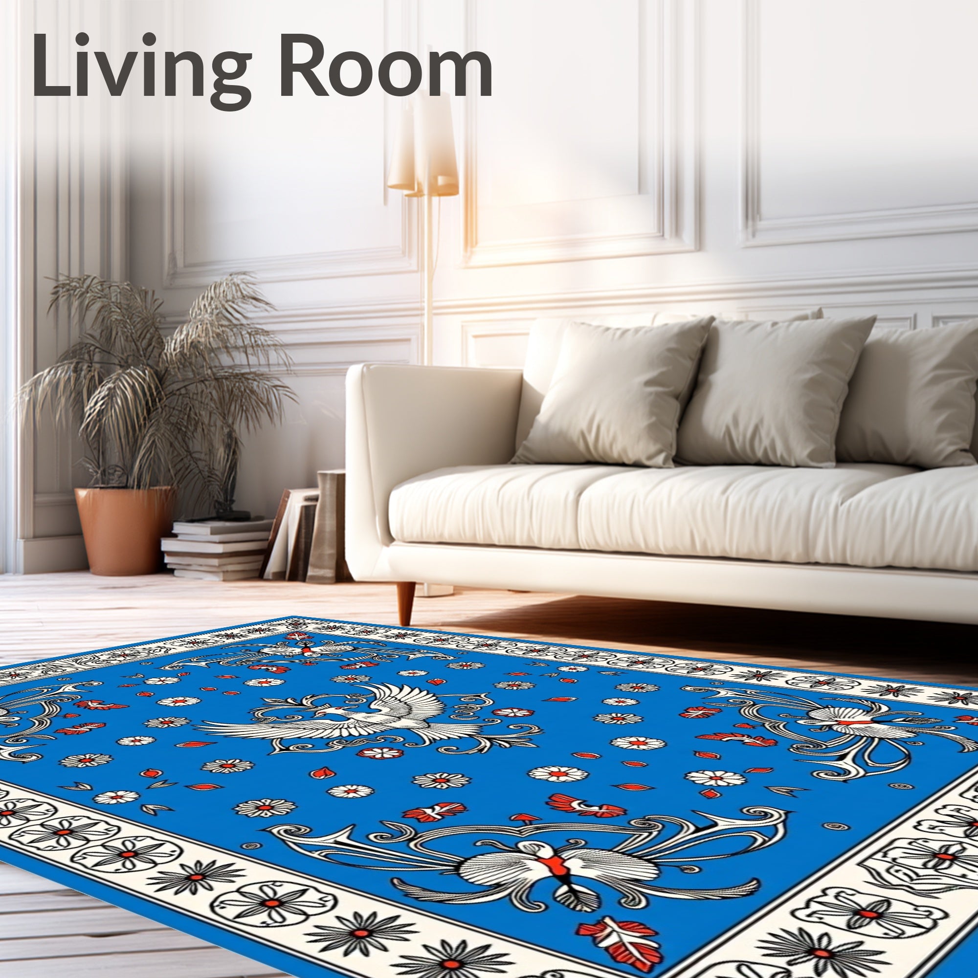 Royal Blue Phoenix Garden Floral Rug