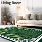 Emerald Peacock Feather Medallion Rug