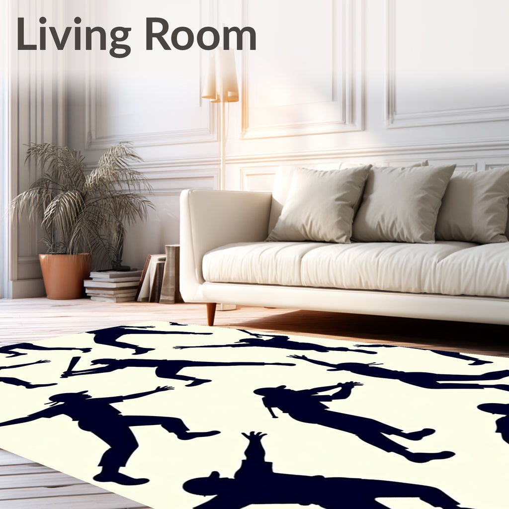 Baseball Silhouette Game Action Rug