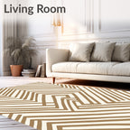 Golden Taupe Geometric Maze Rug