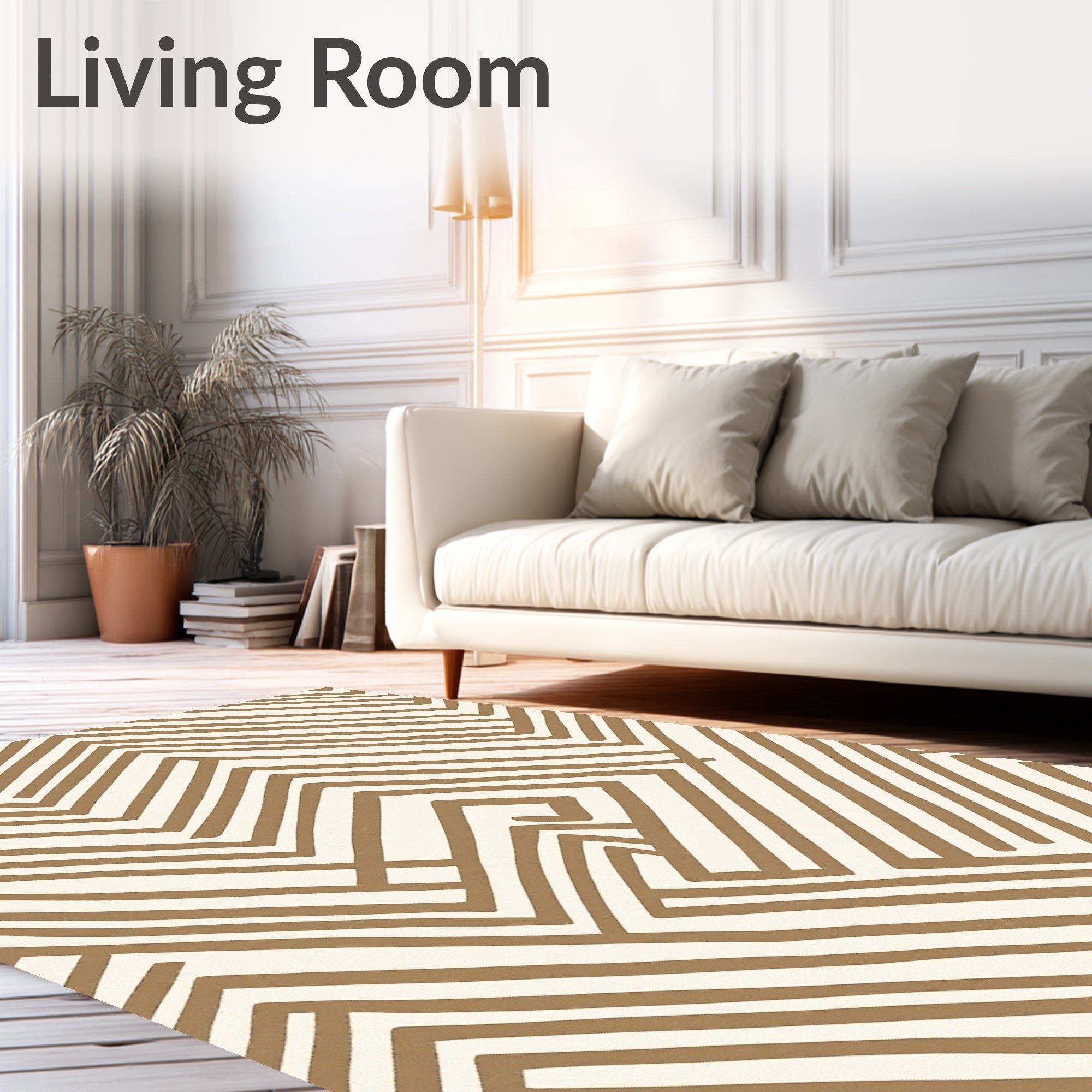 Golden Taupe Geometric Maze Rug