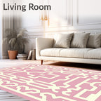 Soft Pink Geometric Lattice Medallion Rug