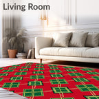 Classic Red Green Diamond Lattice Rug