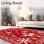 Festive Red Snowflakes Santa Candy Canes Rug