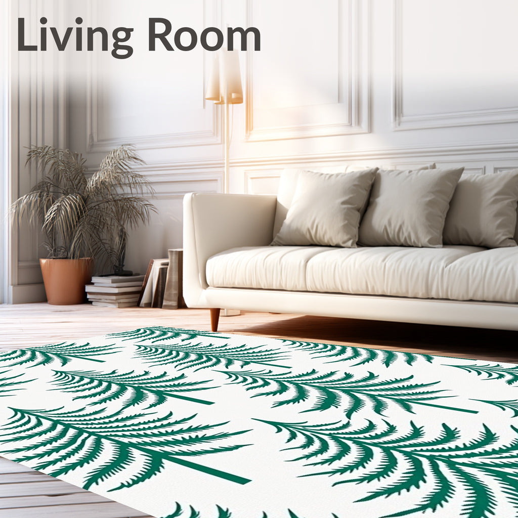 Emerald Green Pine Trees Repeating Pattern Rug