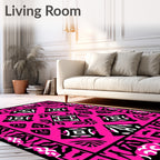 Bold Hot Pink Geometric Tribal Medallion Rug