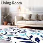 Deep Blue and Cyan Leafy Branches Rug