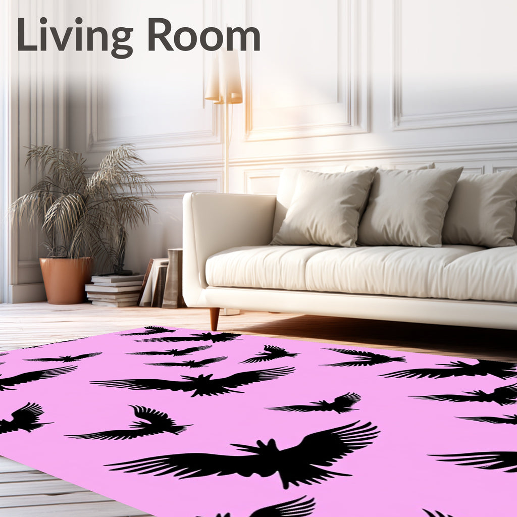 Black Birds Pink Sky Repeat Rug