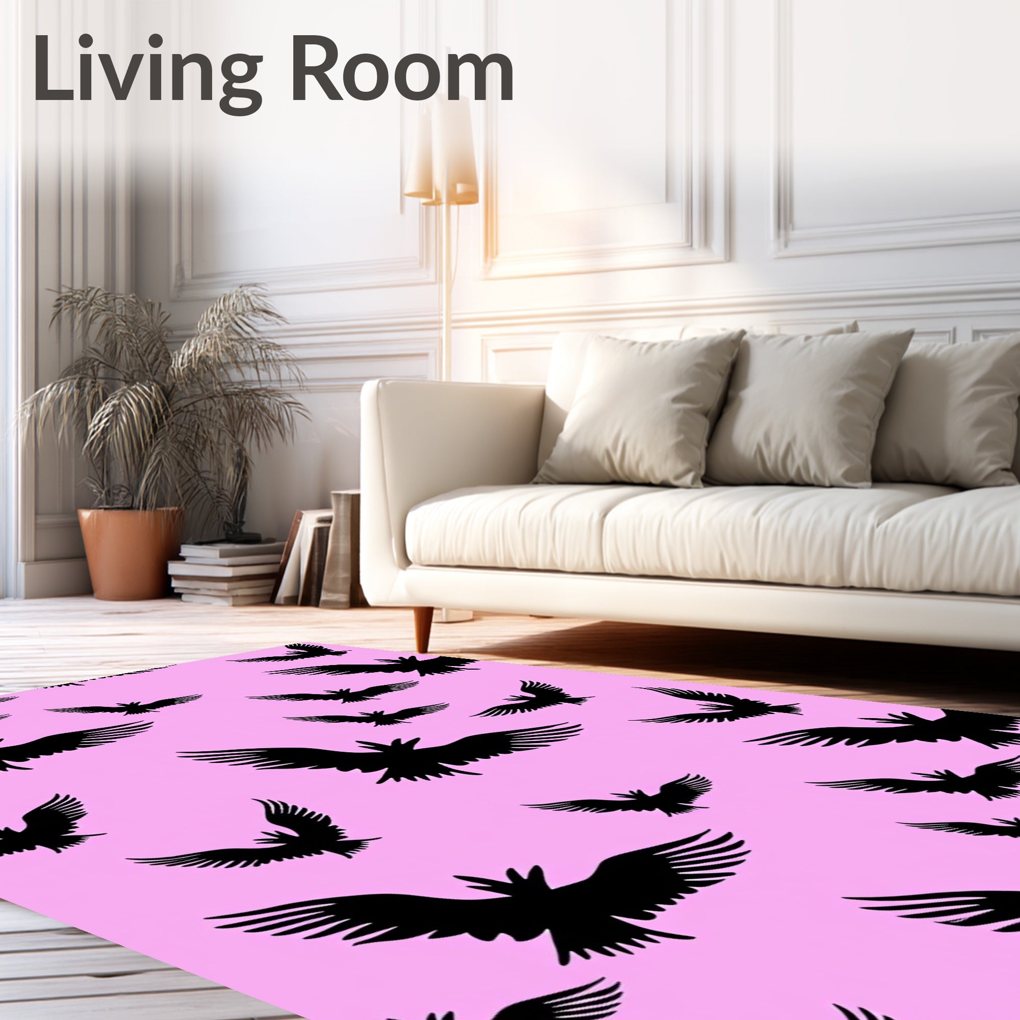 Black Birds Pink Sky Repeat Rug